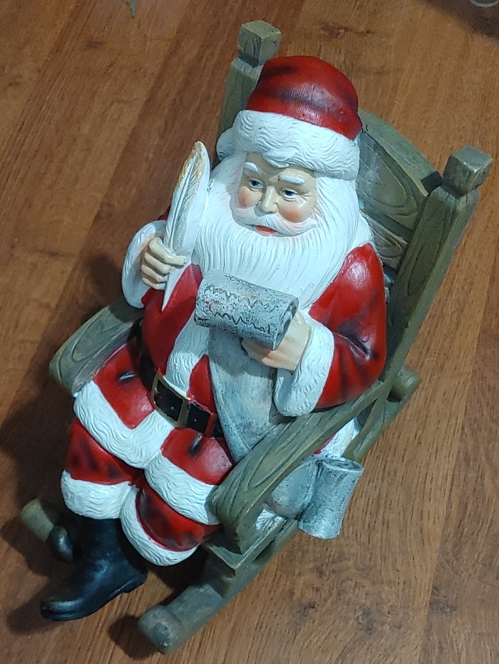 Classic Red Santa Figurine in Rocking Chair - Holiday Home Decor